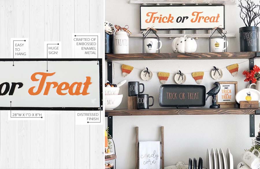 Trick or Treat Enamel Sign