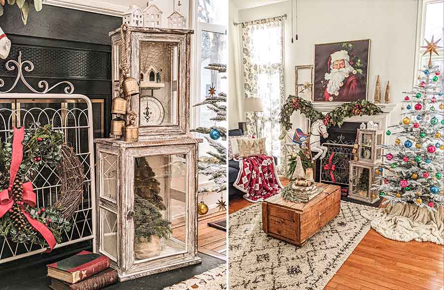 Antique Inspired Distressed Wooden Cabinets, Set of 2