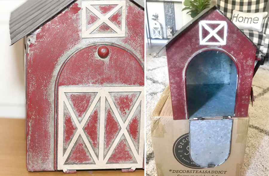 Red Barn Mailbox with Rooster Weathervane