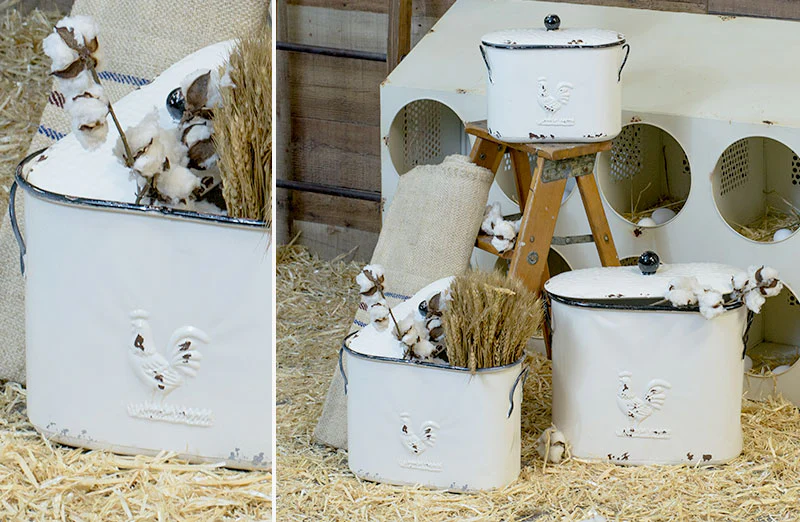 Distressed Enamel Canisters  Set of 3