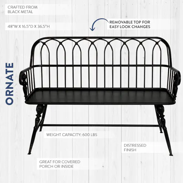 Black Metal High Back Bench