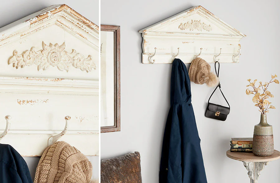Architectural Salvage Pediment Relic with Hooks