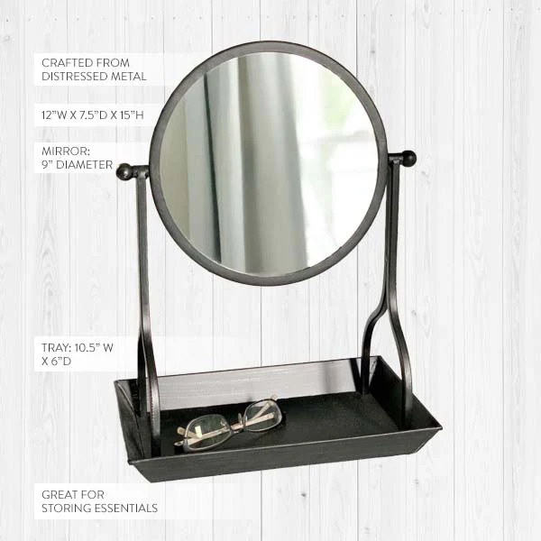 Round Vanity Mirror With Tray