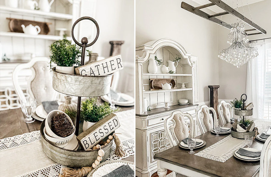 Galvanized Two Tier Serving Tray
