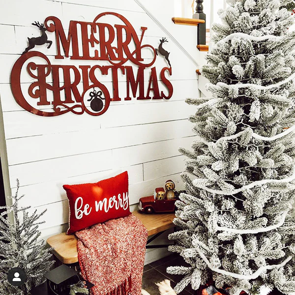 Huge Metal Merry Christmas Sign