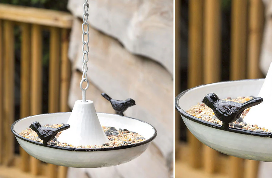 Enamel Saucer Hanging Bird Feeder