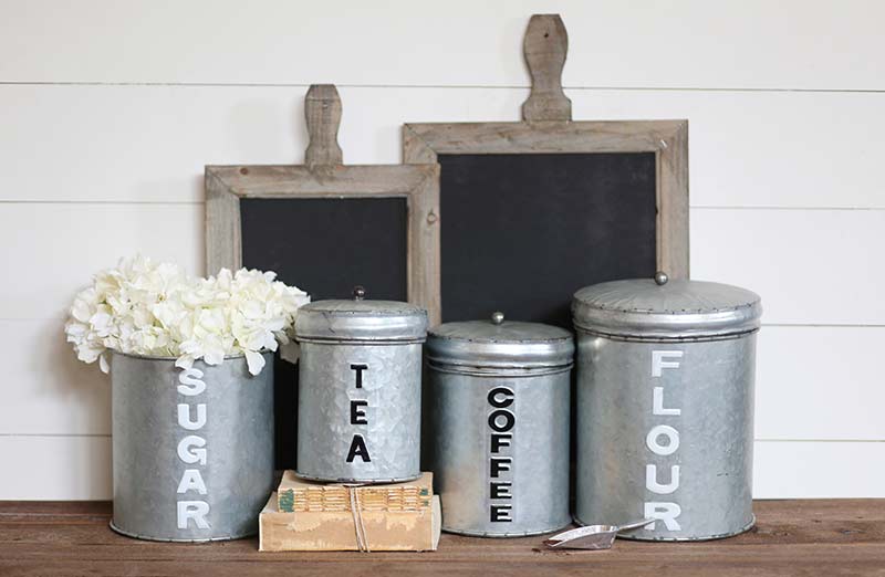 Galvanized Kitchen Canisters. Set of 2