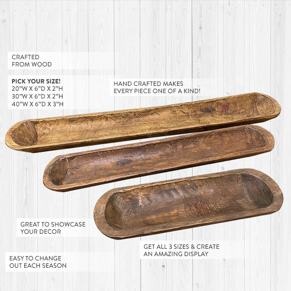 Long Handcarved Rustic Baguette Board, Pick Your Size
