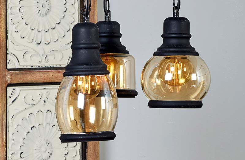 Three Light Metal Pendant