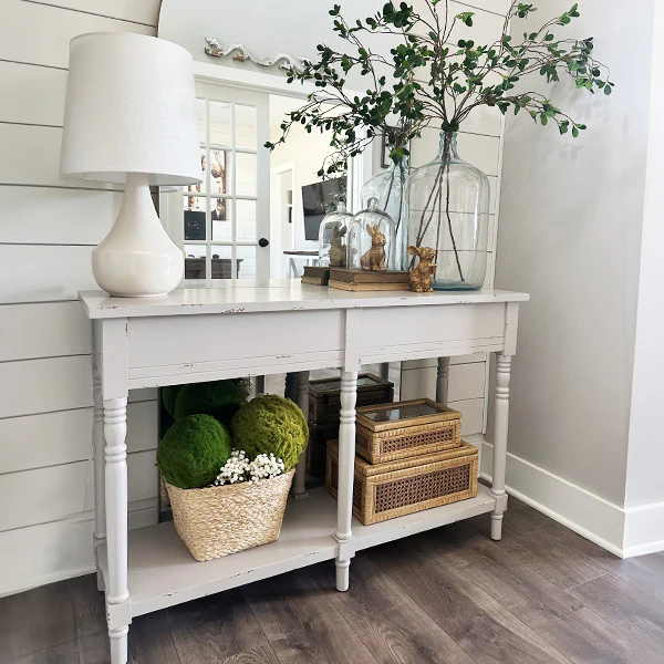 Grey Weathered Finish Wood Console Table