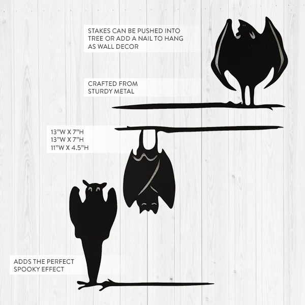 Metal Hanging Bat Silhouettes, Set of 3