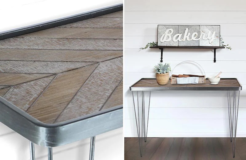 *HUGE* Wooden Chevron Console Table