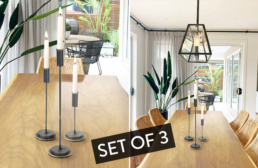 Industrial Taper Candle Holders, Set of 3