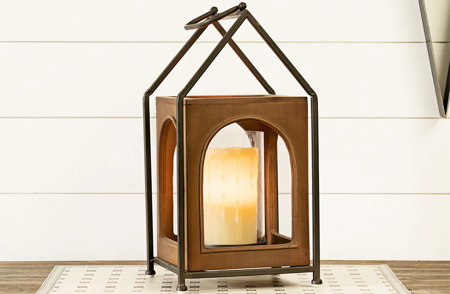 Wood and Iron Candle Lantern, Pick Your Size
