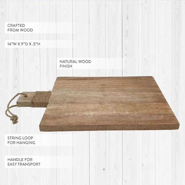 Large Wood Cutting Board with Hanging Loop