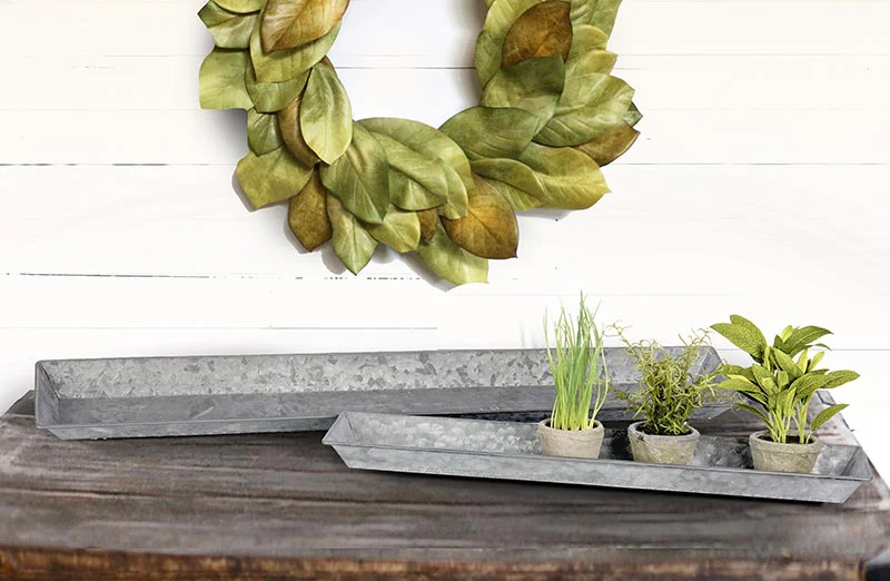 Galvanized Box Trays  Set of 2