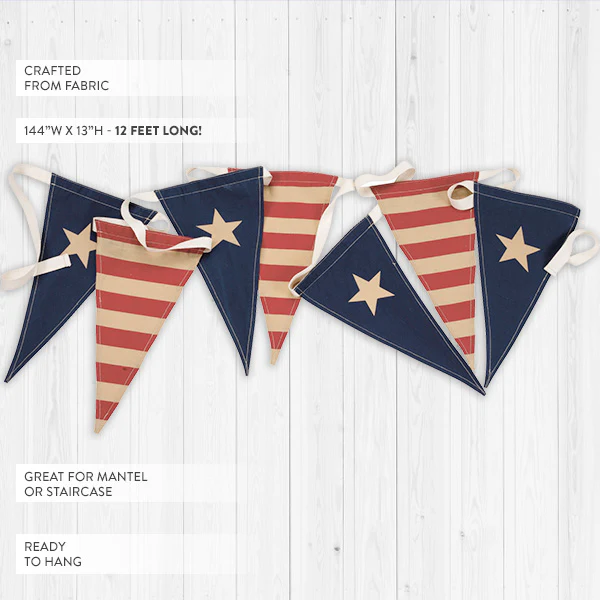 12 Foot Long Patriotic Pennant Banner