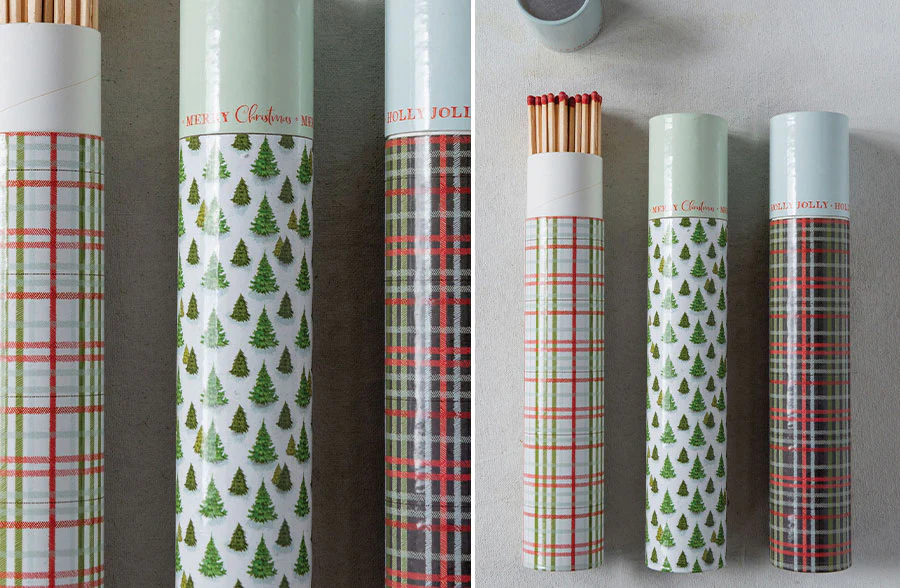 Festive Holiday Matchbox with Matches, Set of 3