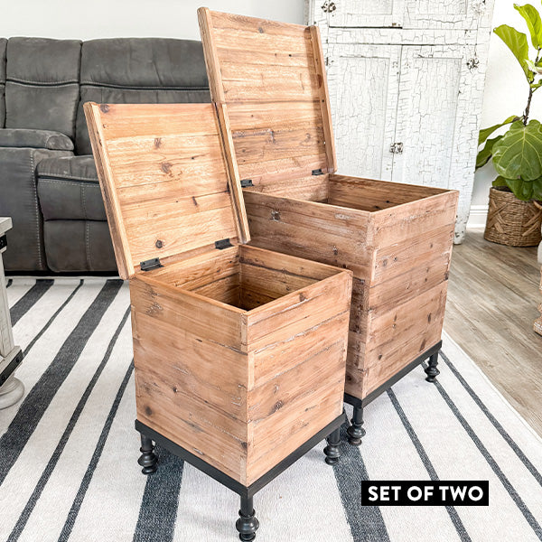 Reclaimed Wood Bee Box Trunks, Set of Two