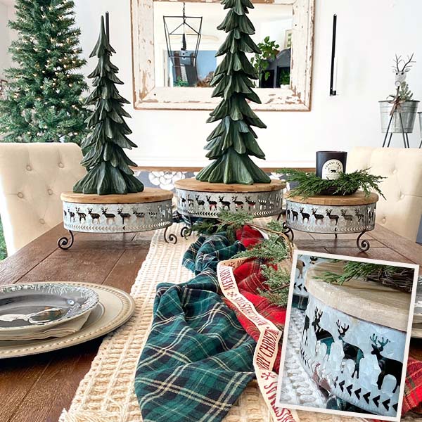 Wooden Top Reindeer Cutout Risers, Set of 3