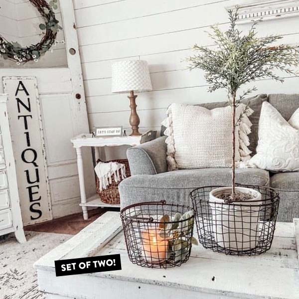 Nesting Wire Baskets with Handles, Set of 2