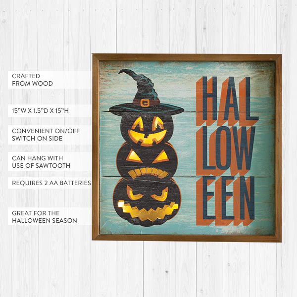 Lighted Jack-O'-Lanterns Wall Sign