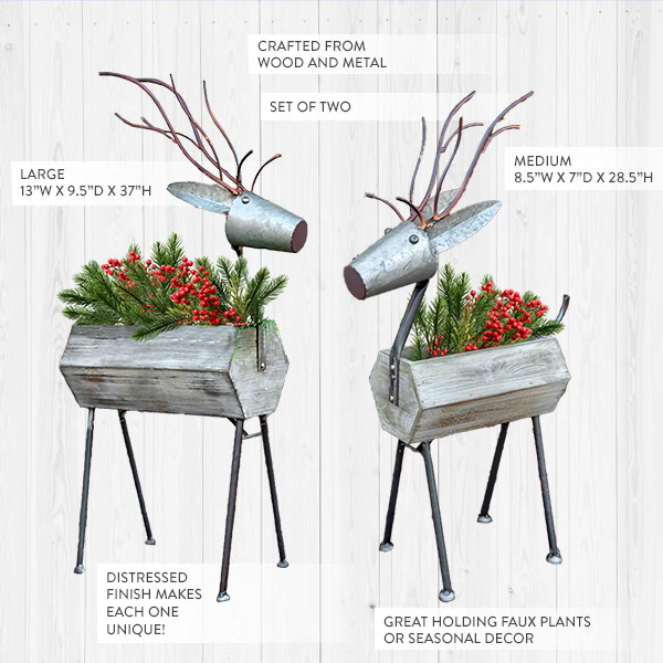 Standing Reindeer Planters, Set of 2