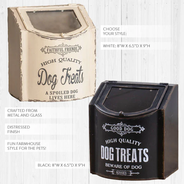 Vintage-Inspired Dog Treat Bin,  Pick Your Color