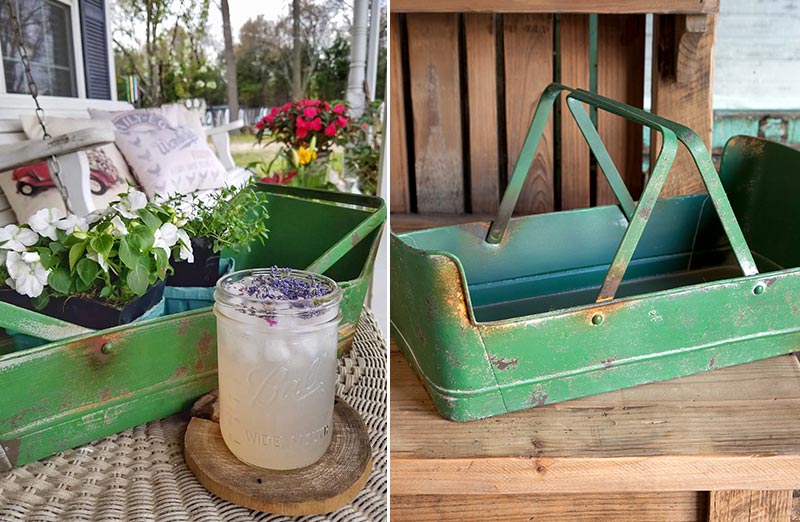 *Large* Green Garden Metal Basket