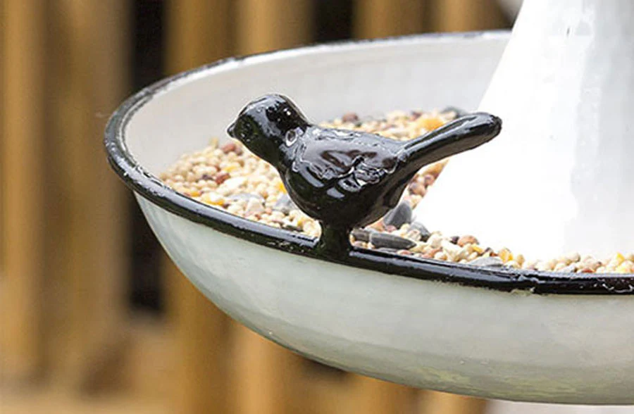 Enamel Saucer Hanging Bird Feeder