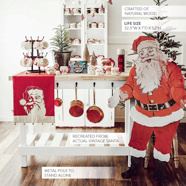 52 Inch Tall Vintage-Inspired Lifesize Santa Cutout