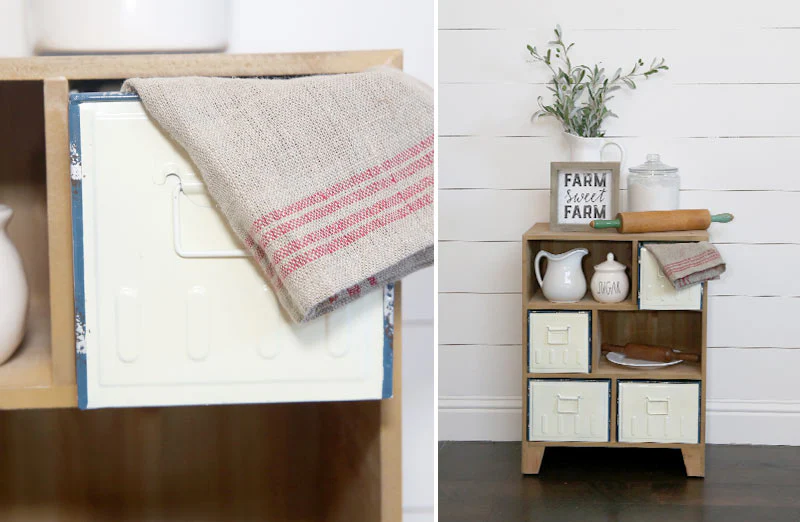 Enamel Drawer Asymmetrical Accent Table
