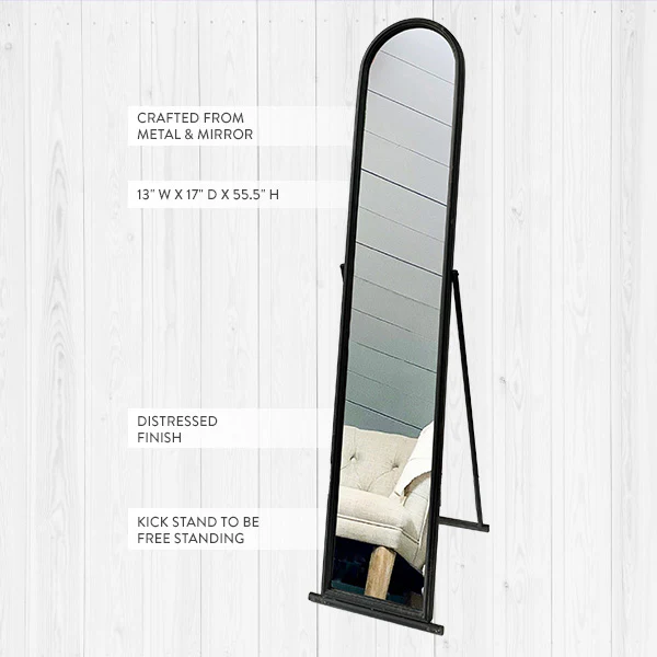 Floor Mirror with Metal Frame and Stand