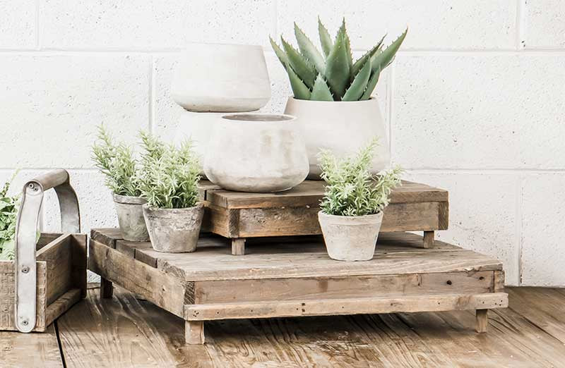 Distressed Wooden Planked Risers  Set of 3
