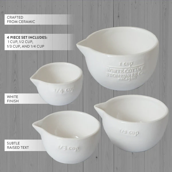Cottage Farmhouse Measuring Cups, Set of 4