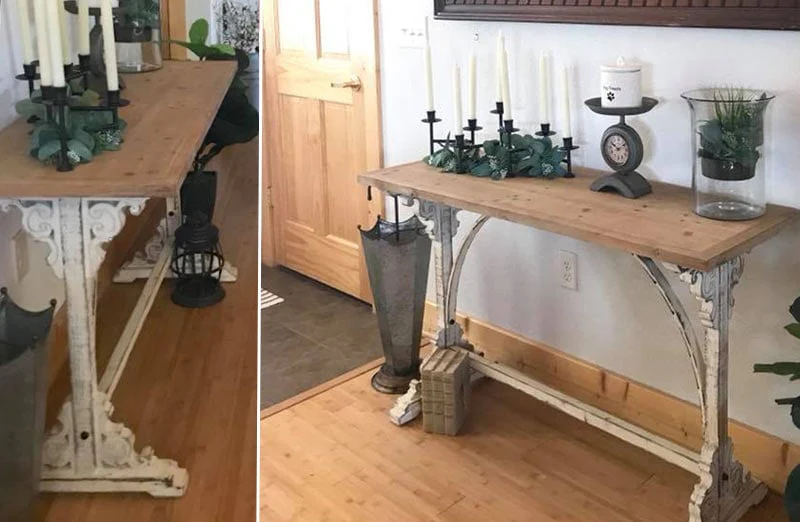Distressed White Corbel Entry Table
