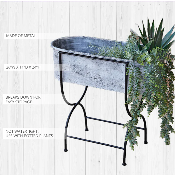 Farmhouse Distressed Metal Bin on Stand