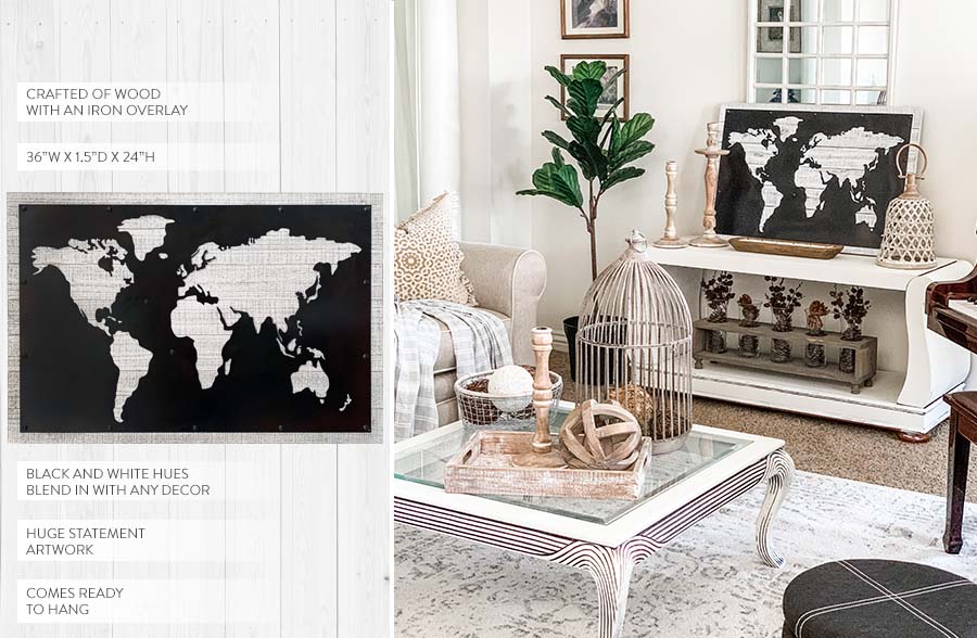Black and White Wooden Plank World Map
