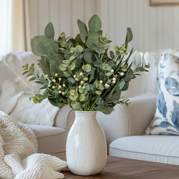 16 Inch Lifelike Eucalyptus and Berry Pick, Set of 3 Stems