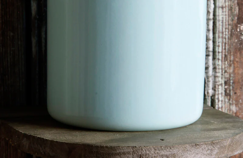 Eggshell Blue Enamelware Canister
