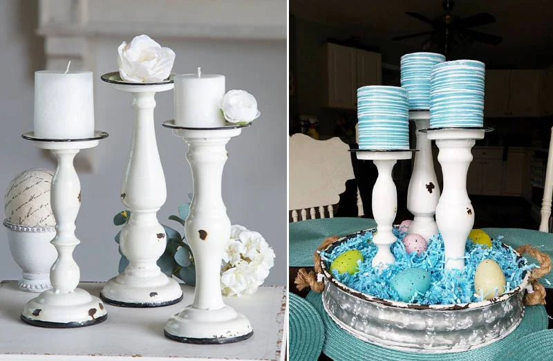 Distressed Candle Holders. Set of 3