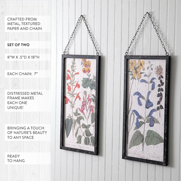 Botanical Perennial Flower Wall Art, Set of 2