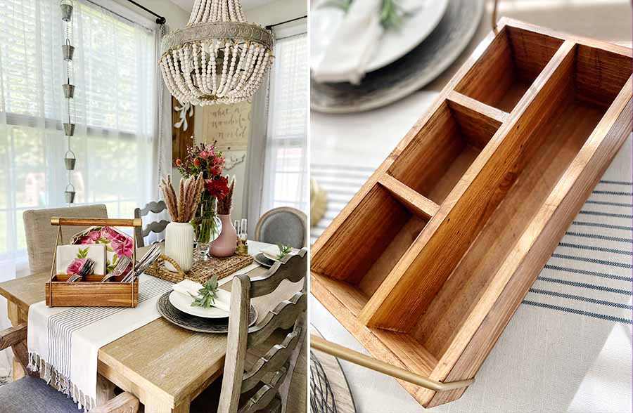 Wooden Kitchen Caddy with Handle