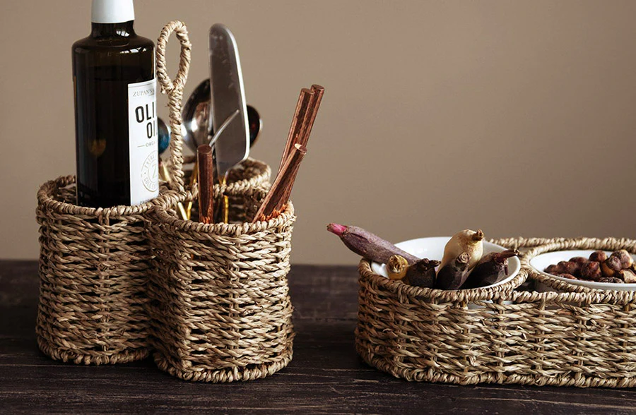 Woven Seagrass Utensil Caddy