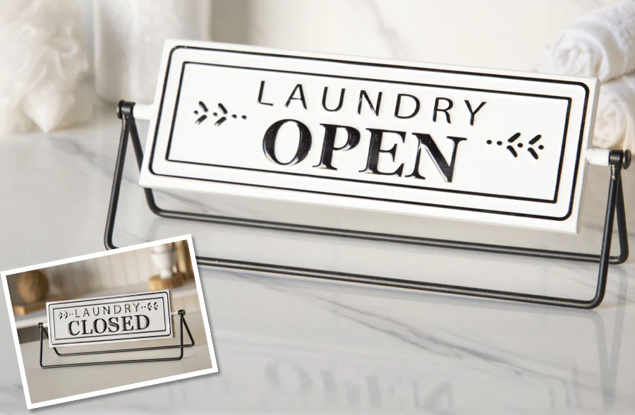 Rotating Enamel Laundry Sign