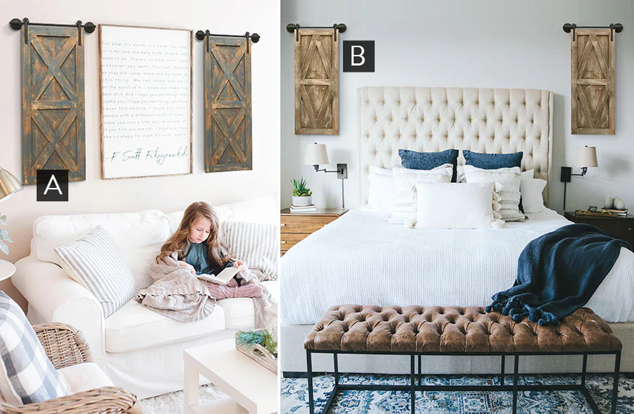 *LARGE* Barn Door Wall Decor Set of 2, Pick Your Color
