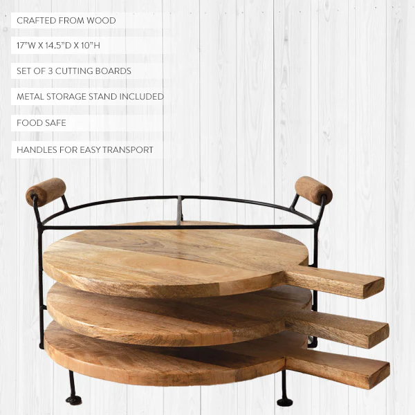 Wooden Cutting Boards with Storage Stand