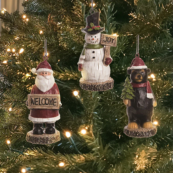 Jolly Christmas Trio Ornaments, Set of 3