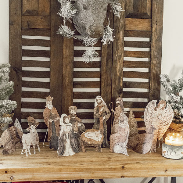 Vintage-Inspired Tabletop Nativity Scene, Set of 12