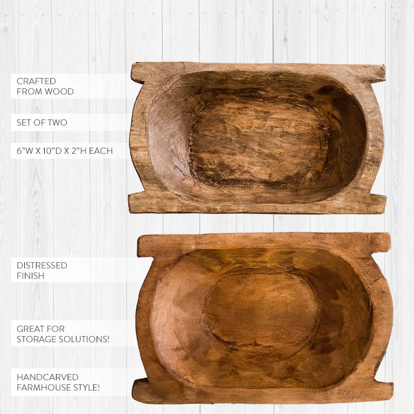 Handmade European Dough Bowls, Set of 2